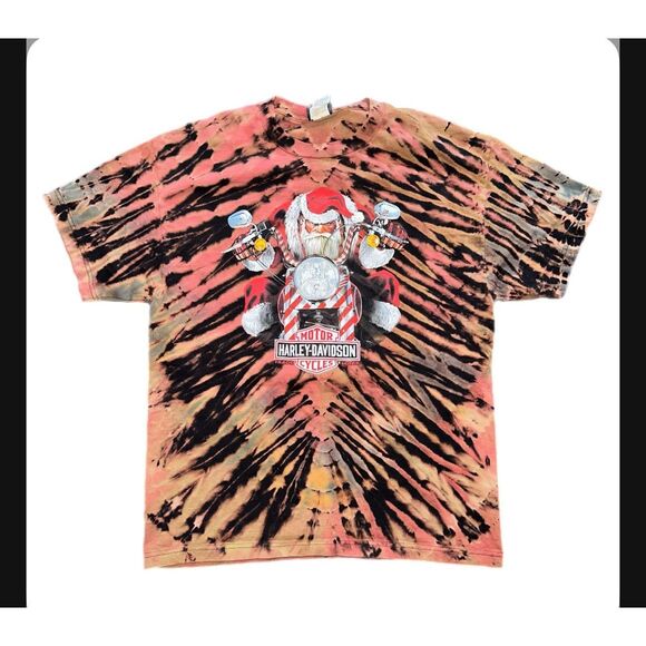 Harley Davidson Santa Tie-Dye Tee - Picture 1 of 4
